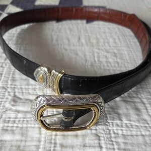 Brighton Black and Brown Belt with Silver and Gold Buckle